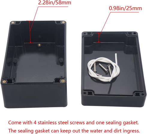 Project Box IP65 Waterproof Junction Box ABS Plastic Black Electrical Boxes DIY Electronic Project Case Power Enclosure 6.3x4.33x3.54 inch (160x11...