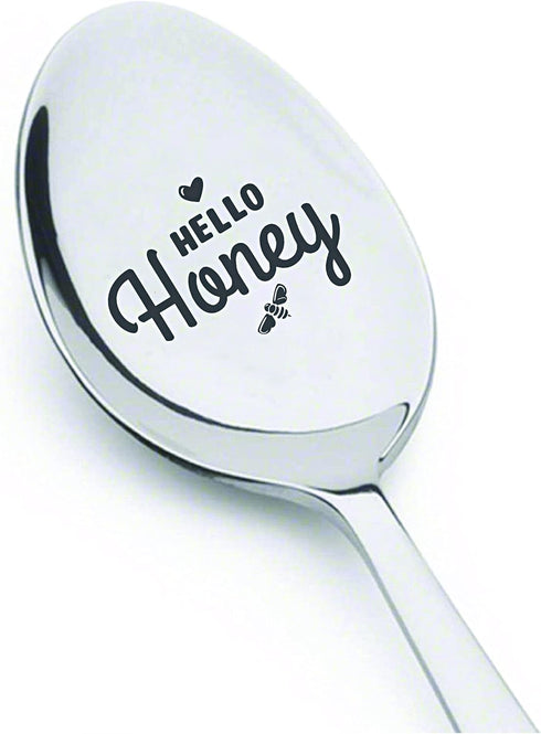 Gift for Wife | Hello Honey Engraved Spoon Gift for Women | Girlfriend Valentines Day Gift | Wife Gift from Husband | Fiance Engagement Gift Chris...