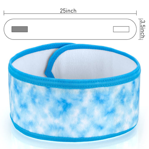 Denfany Spa Facial Headband, Terry Cloth Headband 4 Pack Ultra Soft Adjustable Skincare Headband for Face Washing, Shower, Facial Mask, Yoga...