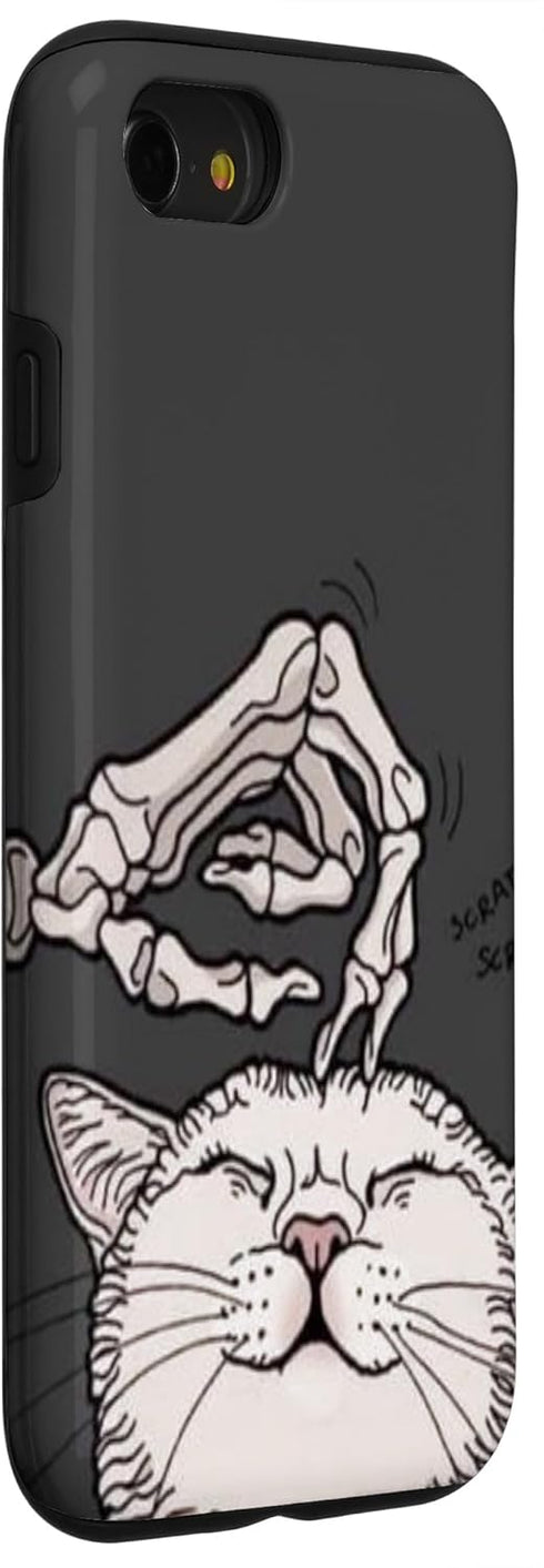 iPhone SE (2020) / 7 / 8 Cute Skeleton Scratching Cat Halloween Aesthetic Gothic Art Case...