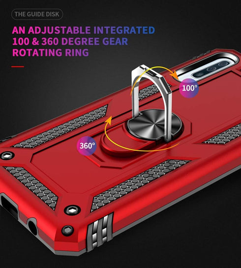 Military Grade Drop Impact for Samsung Galaxy A50 Case 360 Metal Rotating Ring Kickstand Holder Magnetic Car Mount Armor Heavy Duty Shockproof Cas...