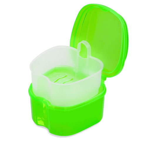 Colorful Plastic Dental Orthodontic Retainer Container Cleaning Case,Denture Bath Box Case Cup Holder Travel, Mouthguard Storage Soaking Case...