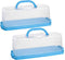 2 Pack Plastic Loaf Cake Storage Container, Bread Keeper for Carrying and Storing Banana Bread, Pumpkin Bread (Blue)...