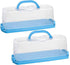 2 Pack Plastic Loaf Cake Storage Container, Bread Keeper for Carrying and Storing Banana Bread, Pumpkin Bread (Blue)...
