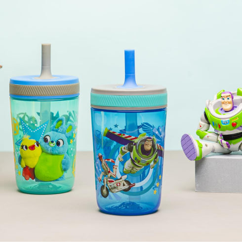 Zak Designs Kelso 15 oz Tumbler Set (Toy Story 4 - Woody & Buzz 2pc Set) Toddlers Cup Leak-Proof Screw-On Lid with Straw Made of Durable Plastic a...