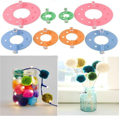 Yansanido Pack of 8(4 Sizes) Essential Pom-pom Maker for Fluff Ball Weaver Needle Knitting DIY Tool (8piece-4 Size)......