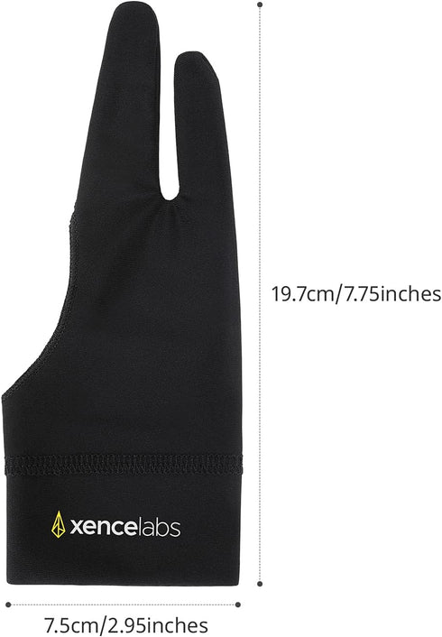 XENCELABS, Artist Glove, Drawing Glove Left Right Hand for Drawing Tablet, 2 Finger Glove for Drawing, Black Size S...