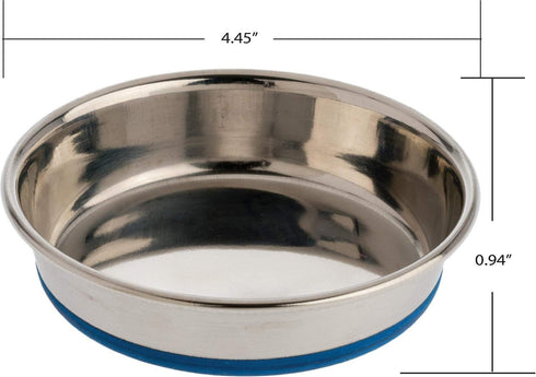 2 Pack of Cat Dishes, 0.75 Cup Dry Food Capacity each, Premium Rubber-Bonded Stainless Steel...