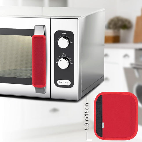 ZAWAGIIK 6Pcs Refrigerator Door Handle Cover Washable Kitchen Appliance Decor Handles Fridge Oven Microwave Dishwasher Antiskid Protector, Keep Off Fingerprints Food Stains (Red)