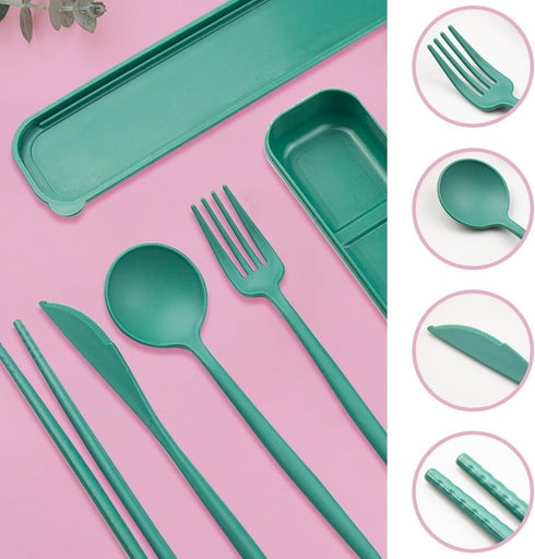 ELANE 4 Sets Reusable Travel Utensils Set with Case,Camping Cutlery Set Reusable Cutlery Set with Case,Utensil Sets for Lunch Picnic Daily Use Out...