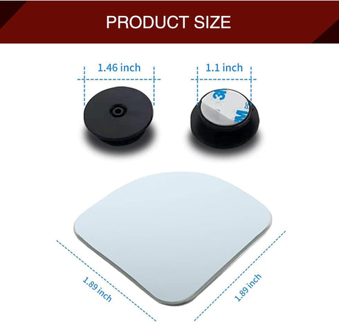 2 PCS Car Blind Spot Mirror, 1.9In x 1.9In HD Convex Frameless Glass PC Vehicle Rearview Mirrors Accessories with 3M Adhesive, Universal Fan-shape...
