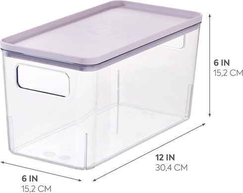 Rosanna Pansino x iDesign Recycled Plastic Kitchen Storage Bin with Lid, Clear Bin/Lavender Sprinkles Lid, 6" x 12" x 6"...