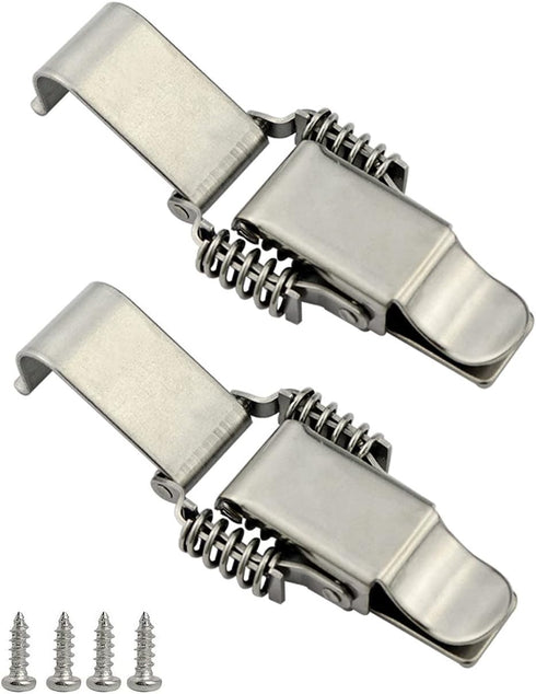NRC&XRC Stainless Steel All in one Double Spring Locking Latch hasps Chest Toggle Catch Clasp Furniture Hardware Accessories w/Screws (2, L), DK 7...