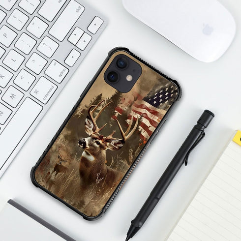 DJSOK Case Compatible with iPhone 11,H American Flag Elk Deer with Four Corners Shockproof Protection Soft TPU Bumper and Hard PC Pattern Back Cas...