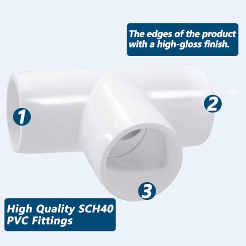 4Pcs 3Way PVC Tee Fittings 3/4", Right Angle Corner Fitting for DIY Building Furniture Greenhouse Shed Pipe Fittings Tent Connection...