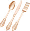 75PCS Rose Gold Plastic Silverware for 25 Guests, Heavy Duty Rose Gold Disposable Utensils Sets, Includes 25 Forks, 25 Spoons, 25 Knives, Elegant ...