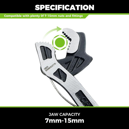 6 Inch Multi-function Adjustable Pipe Wrench,Quick Self-Adjusting, Power Grip for 7-15mm Nuts, Pipes Use?Chromium Vanadium Steel...