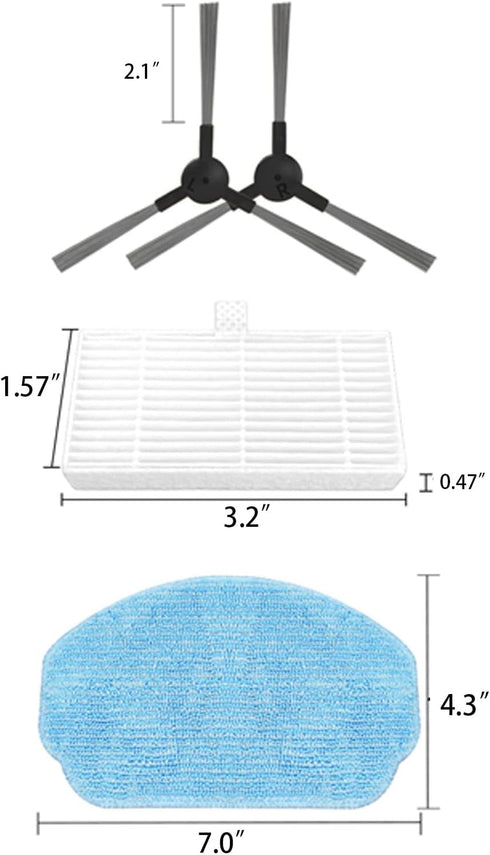 Accessories Kit Compatible With MAMNV BR150/BR151,ZCWA BR150/BR151,MANVINS G20,ONSON BR150/BR151 Robot Vacuum, 8 Side Brushes, 4 Hepa Filters,4 Mo...