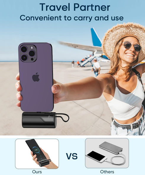 Mini Portable Charger 5000mAh, iPhone Power Bank Charging Battery Pack, External Backup Phone Charger Compatible with iPhone 14, 13, 12, 11, X, XR...