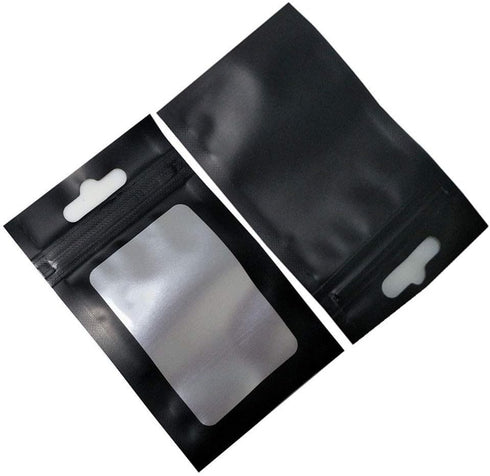 PABCK 100 Pieces Resealable Airtight Matte Window Zipper Lock Bags with Euro Hang Hole 2.3x3.9 inch(Inside Size 1.9x2.5inch) for Zip Food Storage ...