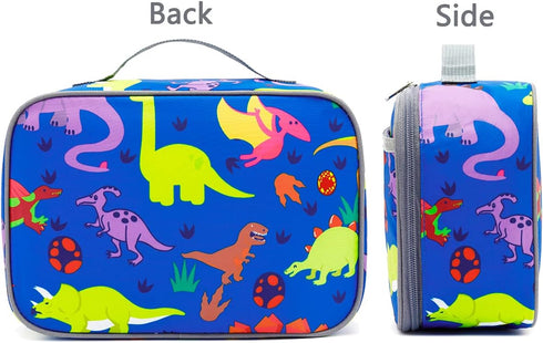 FlowFly Kids Lunch box Insulated Soft Bag Mini Cooler Back to School Thermal Meal Tote Kit for Girls, Boys, Dinosaur...