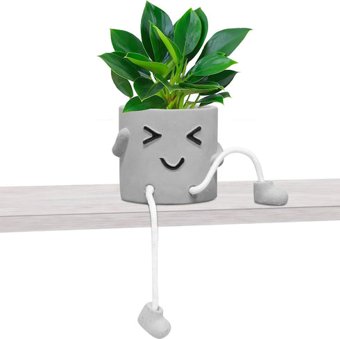 1pcs Indoor Hanging Planter with Feet,Cute Face Planter pots Succulent Planter,Flower Pot,Plant Planter,Office Decor,Gift Idea (Squinty)...