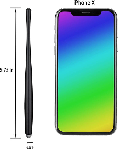 Slim Waist Stylus Pens for Touch Screen, Compatible with iPad, iPhone, Kindle Fire + 8 Extra Replaceable Hybrid Fiber Tips (Black,Silver,Blue, Red...