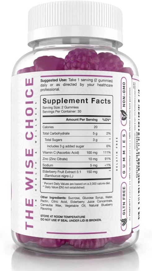 Sambucus Elderberry Vitamin C and Zinc Gummies – 3-in-1 Sambucus Elderberry Gummies for Kids & Adults, Vitamin Boost Antioxidant – Gluten Free, No...