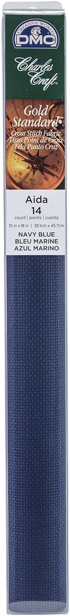 DMC Charles Craft Gold Standard Aida 14 Count 15"X18" Box, Navy...