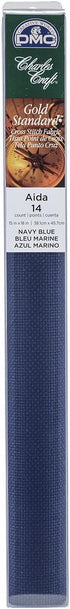 DMC Charles Craft Gold Standard Aida 14 Count 15"X18" Box, Navy...