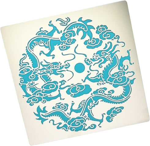 Alinacutle Two Dragons Metal Stencils,Wood Burning Stencils,Stainless Steel Stencils Kit,Templates Tool for Wood Carving,Engraving and Scrapbookin...