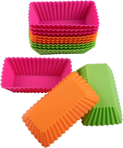Webake Rectangular Jumbo Cupcake Liners, 4.3 Inch Silicone Baking Cups Reusable Muffin Cups Nonstick Mini Loaf Pan (Pack of 12)...