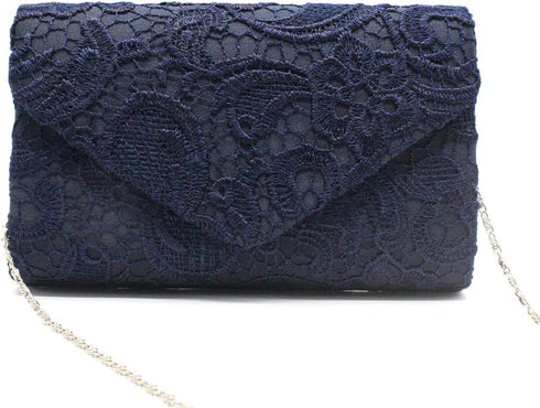 Women Lace Evening Clutch Purse Floral Envelope Handbag Elegant Prom Wedding Party Bag...