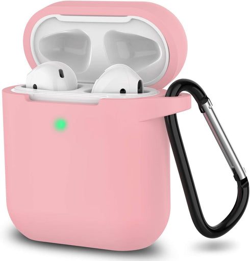 SATLITOG AirPods Case, Full Protective Silicone Cover for Apple AirPods 1&2 Wireless and Wired Charging Case, Pink...