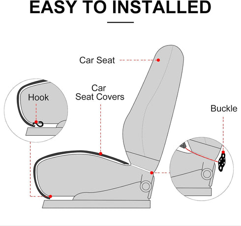 surpassme Comfortable Car Seat Covers Universal Front Seat Coves for Car Accessories with Storage Pockets, Padded Car Interior Covers for Automoti...