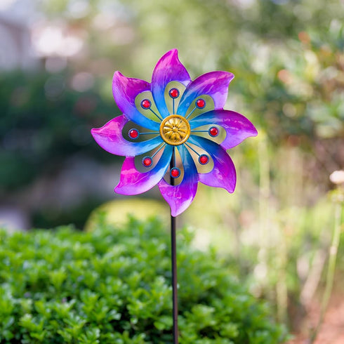 VEWOGARDEN Small Wind Spinners for Yard and Garden, Waterproof Metal Pinwheels Wind Spinners Outdoor Decor (Blue and Pink)...