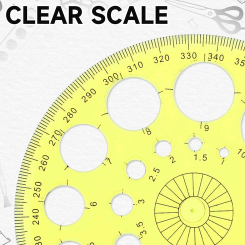 Circle Template 360° Protractor Round Stencil, Plastic Circle Ruler for Drawing, Circle Stencil Measuring Tools for Building Formwork Office Schoo...