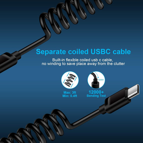 3.4A Fast Car Charger, Android Type C Car Charger Adapter with 3ft USB C Coiled Cable for Google Pixel 8a 7 7pro 8pro 6a 6pro 5a 2XL, Moto G Pure/...