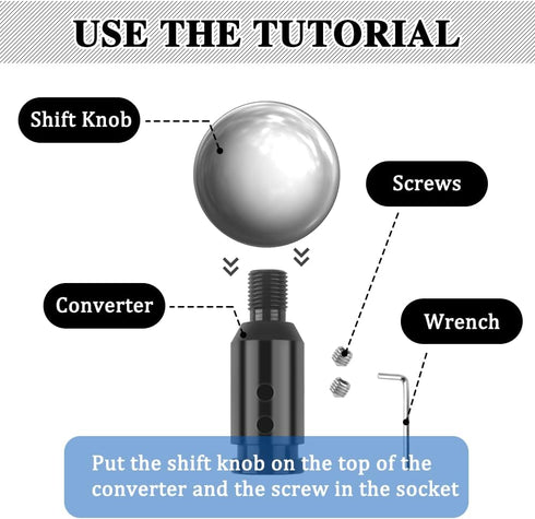Gear Shift Knob Adapter, Aluminum Alloy Shifter Knob Adapter, Gear Stick Connector for Non-Threaded Shifters M12x1.25, Car Interior Accessories Un...