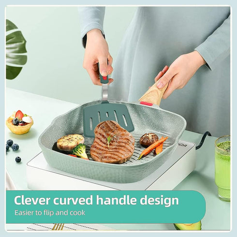 Silicone Fish Spatula Turner Wide Slotted Pancake Spatulas for Nonstick Cookware Pans Omelette Egg Spatula 600°F Heat-Resistant (Green)...