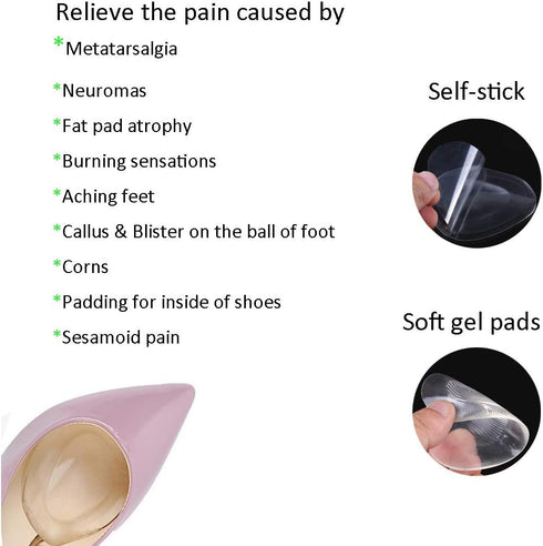 Ball of Foot Cushions 10 Pack Metatarsal Pads for Women Men Insoles Forefoot Supports Cushioning Pain Relief Bunion Morton's Neuroma Foot Pads...
