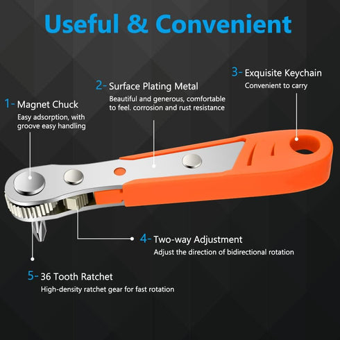 Mini Ratchet Wrench,Right Angle Phillips Magnetic Screwdriver for Tight Spaces with 1/4" Drive High Torque Offset Reversible Mini Ratchet Offset S...