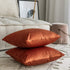 Set of 2 Comfortable Velvet Throw Pillow Cases Decorative Solid Cushion Covers for Sofa Couch and Bed - 18"x18", Rust...