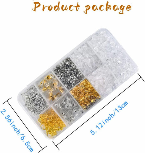 Olylkx 1100pcs Earring Backs, Earring Hooks, Earring Backings, Earring Back Pads Stopper for Making Findings Parts Jewelry DIY Supplies Kits...