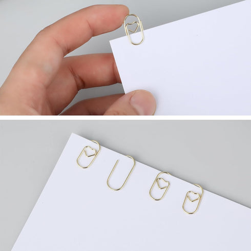 200Pcs Heart Paper Clips,Gold Mini Paper Clips,Funny Cute Paperclips for Office Supplies,Wedding Decoration,Documents,Note Organizer...