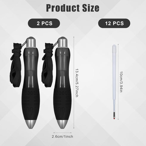2pcs Big Fat Pens with 12 Refills, Smooth Writing Big Fat Pens Thick Pens Writing Aids Weighted and Hands Wide Grip Pens For Hand Tremors (Black)...