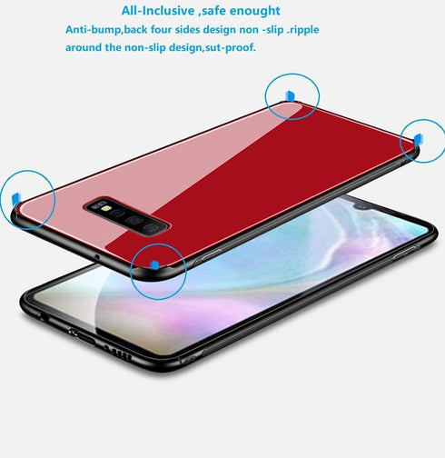 Case for Samsung S10 Plus,with Tempered Glass Quality Back,TPU Frame Hybrid Shell,Slim Covers,Anti-Drop...