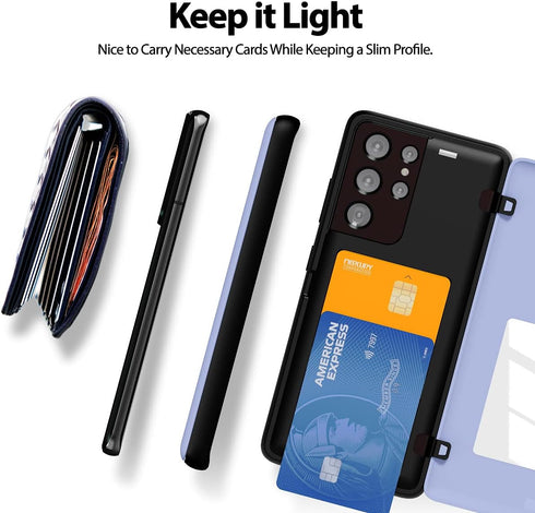 GOOSPERY for Galaxy S21 Ultra 6.8"(2021) Card Holder Wallet Case, Easy Magnetic Door Closure Protective Dual Layer Bumper Sturdy Phone Back Cover ...
