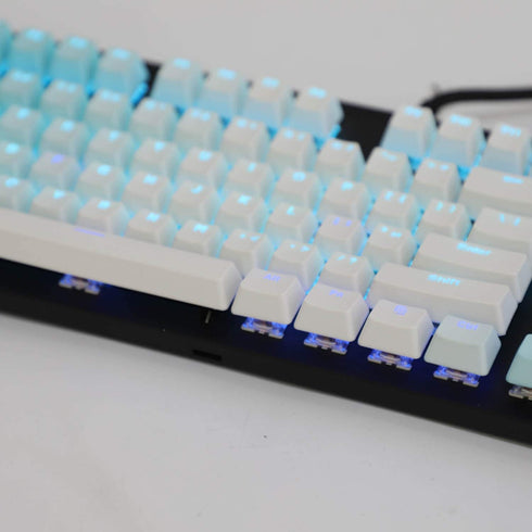 YMDK Double Shot 104 Dyed PBT Shine Through Keyset OEM Profile Keycap Set for Cherry MX Switches Mechanical Keyboard 104 87 61,Blue White Gradient...