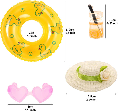 Mini 5.3 inch Doll Clothes and Accessories 6 Beach Swimsuits 3 Dresses with 2 Swimming Rings 2 Drinks 2 Hats 2 Glasses 2 Shoes...